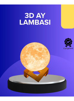 16 Renkli 3d Baskılı Ay Lambası Ahşap Standlı