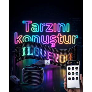 16x96 Led Yazı Paneli 60 Cm Esnek Rgb Işıklı Programlanabilir Ekran