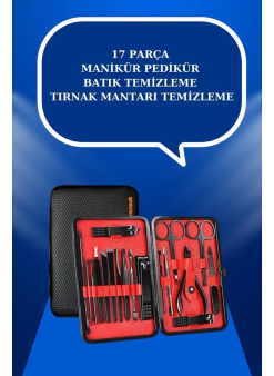 17 Parça El Ayak Bakım Seti Tırnak Temizleme Manikür Pedikür Cımbız Törpü Tırnak Makası
