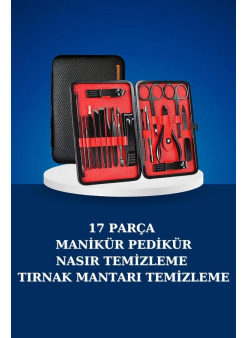 17 Parça Manikür Seti Taşınabilir Özel Çantalı El Ve Ayak Bakımı Tırnak Batığı Temizleme