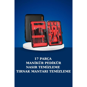 17 Parça Manikür Seti Taşınabilir Özel Çantalı El Ve Ayak Bakımı Tırnak Batığı Temizleme