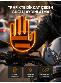 176 Led’li Amber Trafik Uyumlu Sinyal Işığı – El Hareketiyle Kontrol