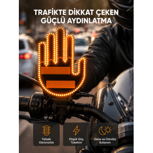176 Led’li Amber Trafik Uyumlu Sinyal Işığı – El Hareketiyle Kontrol