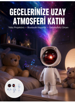 180 Derece Dönebilen Astronot Masa Ve Gece Lambası Projektör Yeni Nesil