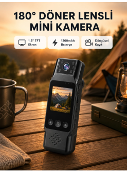 180° Döner Lensli Mini Kamera 1080p Full Hd Hareket Algılama 1200mah