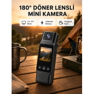 180° Döner Lensli Mini Kamera 1080p Full Hd Hareket Algılama 1200mah