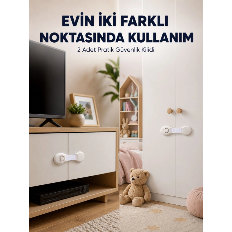2'li Çocuk Güvenlik Kilidi Ev İçi Koruma Seti 2'li Çocuk Güvenlik Kilidi Ev İçi Koruma Seti