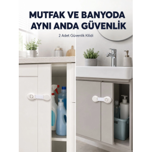 2'li Dolap Ve Çekmece Güvenlik Kilidi Seti
