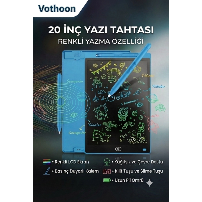 20 Inc Renkli Lcd Grafik Dijital Kalemli Çizim Tableti Yazı Tahta Not Yazma Eğitim Tableti Mavi 20 Inc Renkli Lcd Grafik Dijital Kalemli Çizim Tableti Yazı Tahta Not Yazma Eğitim Tableti Mavi