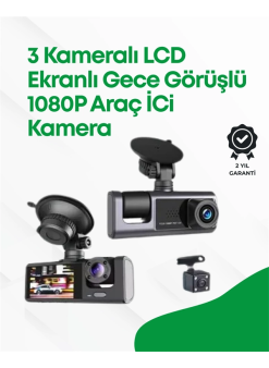 2.0” Lcd Ekranlı, Döngüsel Kayıt Özellikli Üç Kameralı Oto Kamera