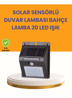 20 Led Güneş Enerjili Hareket Sensörlü Dış Mekan Duvar Lambası