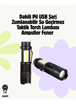 2000 Lümen Led El Feneri - Suya Dayanıklı, Odaklı, Klipsli