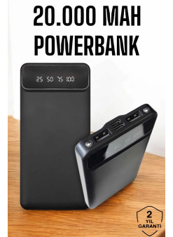 20.000 Mah Led Işıklı Lcd Ekran Usb Girişli Type-c Lightning Powerbank