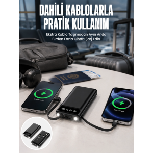 20.000 Mah Led Işıklı Lcd Ekran Usb Girişli Type-c Lightning Powerbank Yeni Nesil