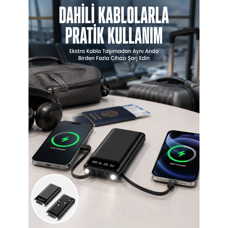 20.000 Mah Led Işıklı Lcd Ekran Usb Girişli Type-c Lightning Powerbank Yeni Nesil 20.000 Mah Led Işıklı Lcd Ekran Usb Girişli Type-c Lightning Powerbank Yeni Nesil