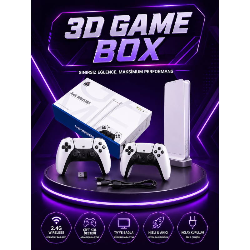 20.000 Yüklü Oyunlu Kablosuz Retro Oyun Konsolu 4k Destekli 20.000 Yüklü Oyunlu Kablosuz Retro Oyun Konsolu 4k Destekli