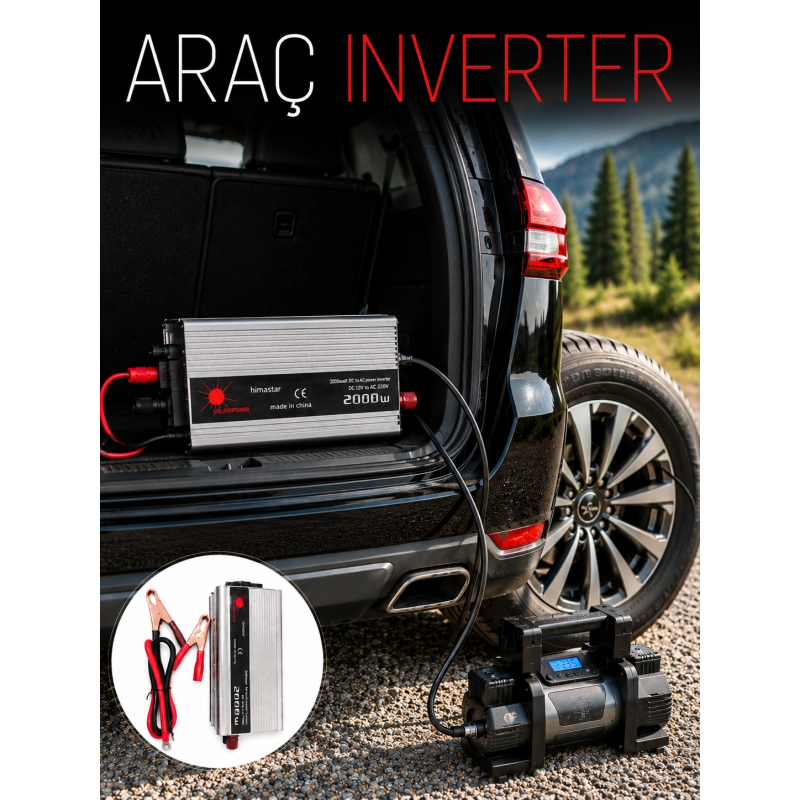 2000w Araç İnverter Aküden Güç Dönüştürücü Elektrik Üreten Taşınabilir 2000w Araç İnverter Aküden Güç Dönüştürücü Elektrik Üreten Taşınabilir