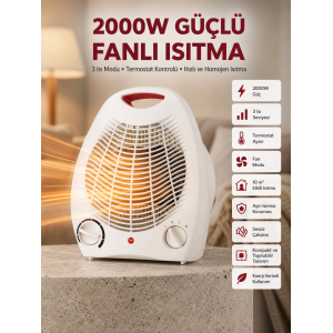 2000w Taşınabilir Elektrikli Fanlı Isıtıcı – Hızlı Isınma, Kompakt Boy