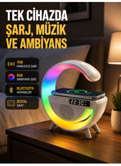 2025 Model 15w Kablosuz Şarjlı Renkli Atmosfer Lambası