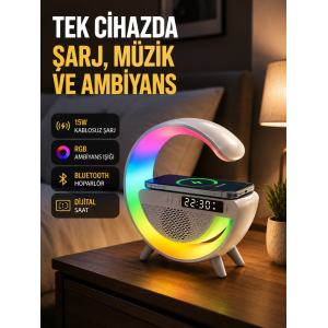 2025 Model 15w Kablosuz Şarjlı Renkli Atmosfer Lambası