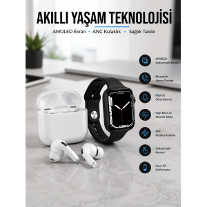 2025 Model Akıllı Saat Ve Yeni Nesil Pro Bluetooth Kulaklık Tws Yüksek Ses Kaliteli
