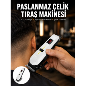 2025 Model Şarjlı Dijital Saç Sakal Tıraş Makinesi Islak Kuru Kullanıma Uygun Yeni Nesil