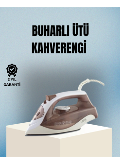 2200 Watt Buharlı Ütü Kahverengi Seramik Taban Şok Buharlı