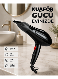 2200w Güçlü Motorlu Ergonomik Fön Makinesi