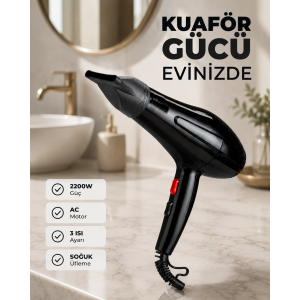 2200w Güçlü Motorlu Ergonomik Fön Makinesi