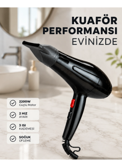 2200w Saç Kurutma Makinesi Soğuk Ve Sıcak Üfleme Fonksiyonlu