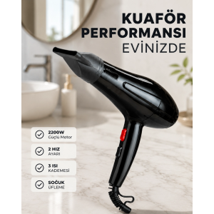 2200w Saç Kurutma Makinesi Soğuk Ve Sıcak Üfleme Fonksiyonlu