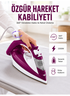 2200w Seramik Kaplama Es Tasarımı 360 Derece Dönebilir Kablosu Yeni Nesil
