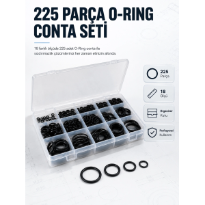 225 Pcs O-ring Conta Seti Profesyonel Tamir, Bakım Ve Sızdırmazlık Çözümü