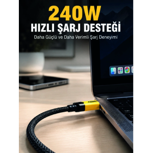 240w 3'ü 1 Arada Hızlı Şarj Kablosu Usb Type-c Lightning Micro Usb