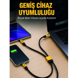 240w Çoklu Şarj Kablosu Type-c Lightning Micro Usb Örgü Kablo