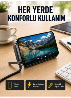 240w Type-c To Type-c Katlanabilir Standlı Hızlı Şarj Kablosu