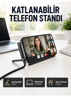 240w Type-c To Type-c Telefon Stand Özellikli Şarj Kablosu