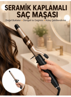 25 Mm Seramik Saç Maşası Kalın Bukle Ve Hacimli Dalga İçin Yeni Nesil