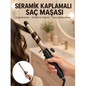 25 Mm Seramik Saç Maşası Kalın Bukle Ve Hacimli Dalga İçin Yeni Nesil