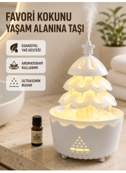 250 Ml Şans Ağacı Hava Nemlendirici Çok Renkli Işıklı Aroma Cihazı