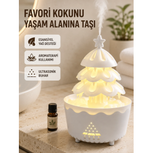 250 Ml Şans Ağacı Hava Nemlendirici Çok Renkli Işıklı Aroma Cihazı