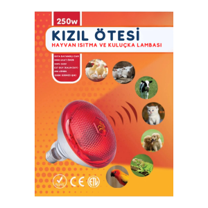 250w Kızılötesi (infrared) Isıtıcılı Hayvan Isıtma Ve Kuluçka Lambası (kırmızı Işık) E27 (kalın Duy)