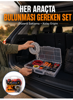 27 Parça Oto Güvenlik Ve Bakım Seti Şeffaf Taşıma Kutulu Araç Ekipman Çantasız