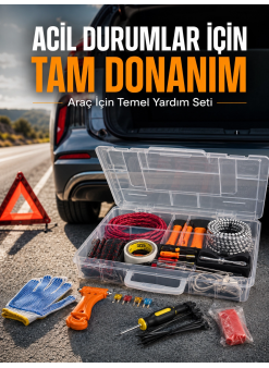 27 Parça Profesyonel Oto Acil Durum Ve Araç Yardım Ekipman Seti Taşıma Kutulu