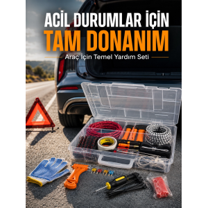 27 Parça Profesyonel Oto Acil Durum Ve Araç Yardım Ekipman Seti Taşıma Kutulu