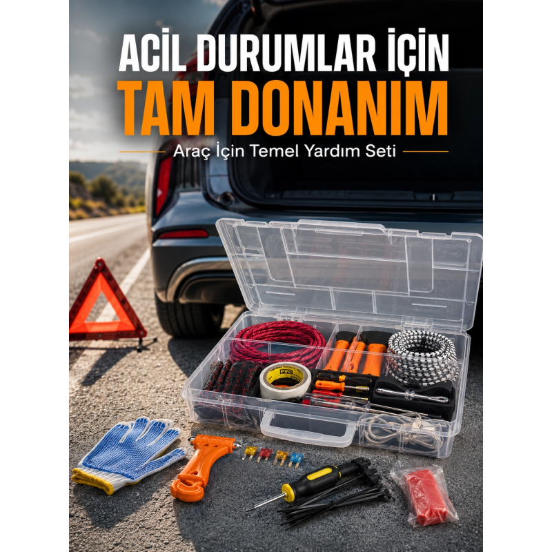 27 Parça Profesyonel Oto Acil Durum Ve Araç Yardım Ekipman Seti Taşıma Kutulu 27 Parça Profesyonel Oto Acil Durum Ve Araç Yardım Ekipman Seti Taşıma Kutulu