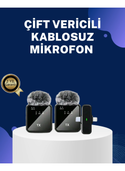 2in1 Kablosuz Yaka Mikrofonu İos Ve Android Uyumlu