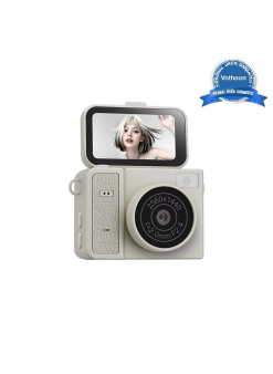 2k Mini Dijital Retro Video Kamera Flaşlı Dijital Vlog Mini Fotoğraf Makinesi Türkçe Menü Bej
