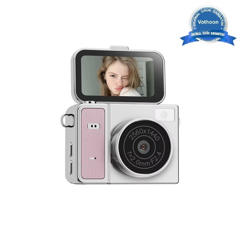 2k Mini Dijital Retro Video Kamera Flaşlı Dijital Vlog Mini Fotoğraf Makinesi Türkçe Menü Pembe 2k Mini Dijital Retro Video Kamera Flaşlı Dijital Vlog Mini Fotoğraf Makinesi Türkçe Menü Pembe