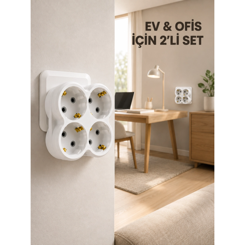 2’li Set Kablosuz 4’lü Priz Çoklayıcı Direkt Duvar Prizine Takılan Adaptör 2’li Set Kablosuz 4’lü Priz Çoklayıcı Direkt Duvar Prizine Takılan Adaptör